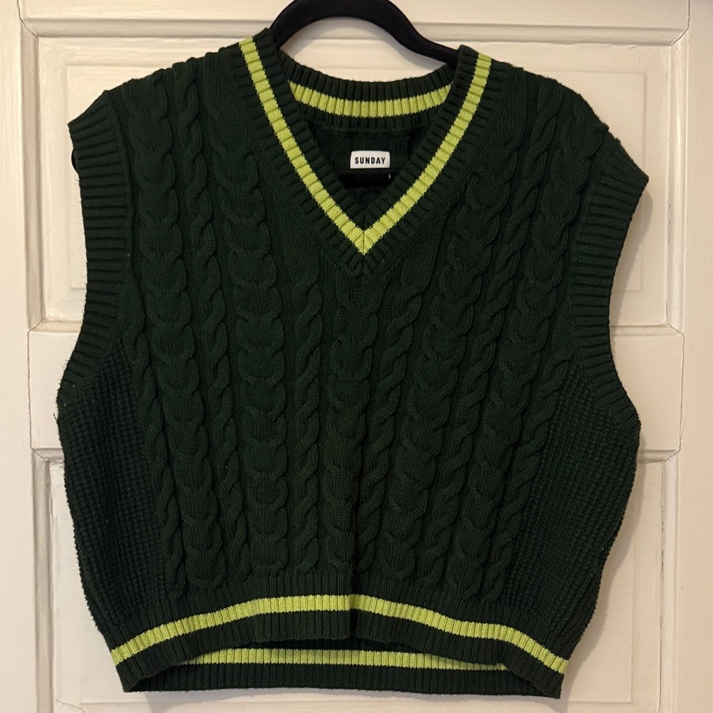 Sunday Best Green V-Neck Sweater vest